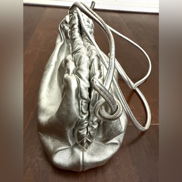 Like New Mansur Gavriel Mini Cloud Leather Clutch in Metallic Silver - Picture 14 of 17